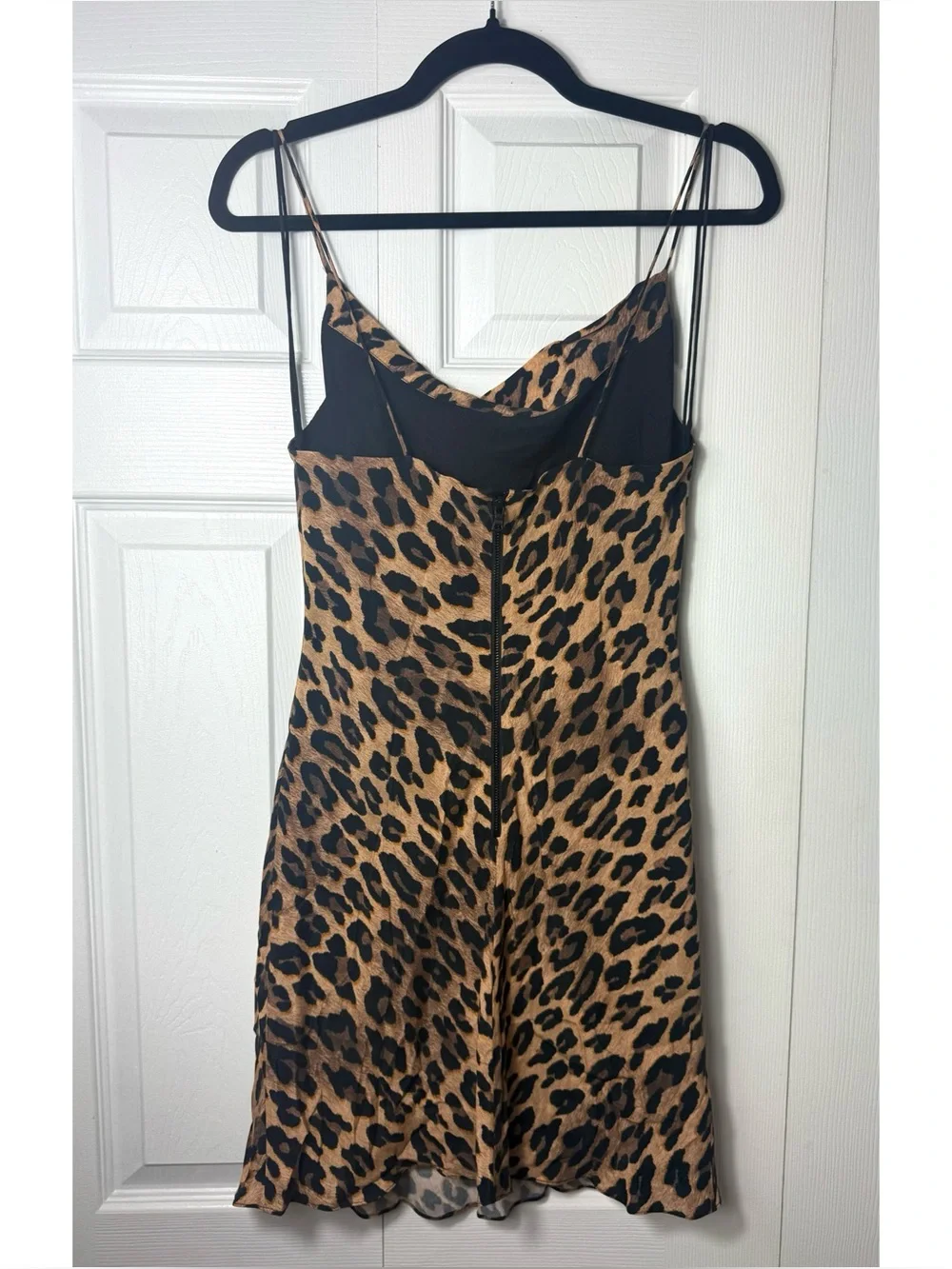 Alice + Olivia Harmony Leopard Print Slip Mini Dress Tan Size 4 Small Draped - Picture 5 of 12